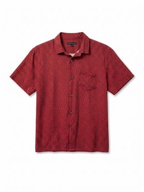 John Varvatos Men’s Large Red Black Viscose Camp Shirt Short Sleeve Relaxed